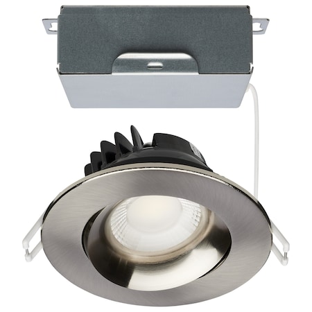 Satco 12W LED Downlight, Gimbal 3.5 in, CCT Select, Round, Remote Driver, Brushed Nickel, 840L 120V S11626R1